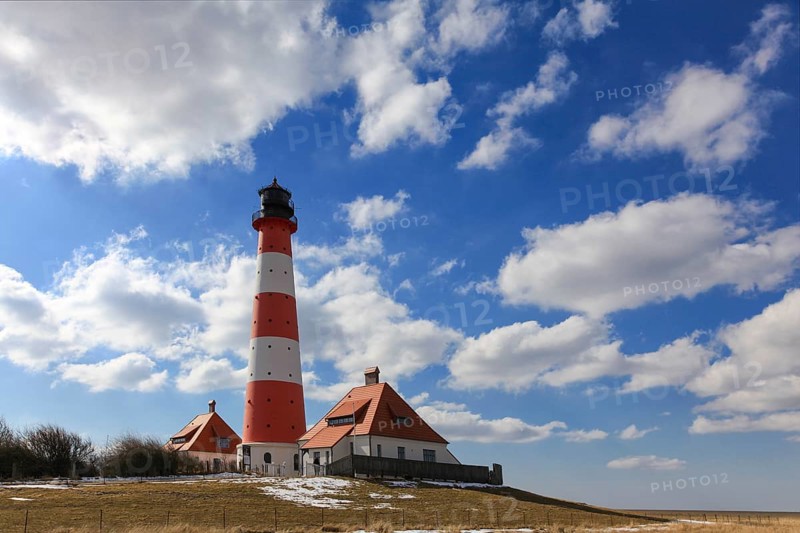 Westerheversand lighthouse in Westerhever, Wadden Sea National Park, North Frisia, Schleswig Holstein, Germany, Europe