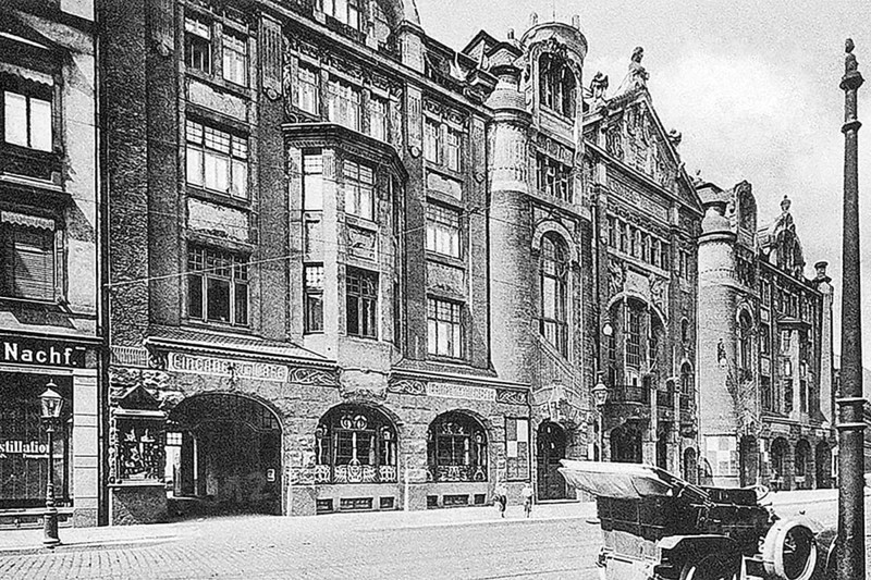 The central theatre in Chemnitz, around 1915, destroyed in World War II, postcard, Saxony, Germany, digitally enhanced reproduction from a historical original, around 1900, public domain, Europe
