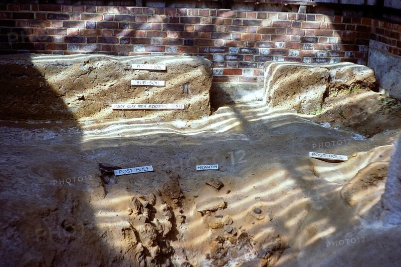 Archaeological excavation of a Mesolithic pit dwelling, Abinger, Surrey, England, UK 1980