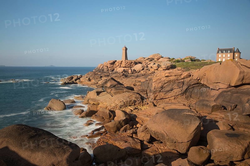Lighthouse Mean Ruz at Ploumanach, Cotes d'Armor in the last evening light