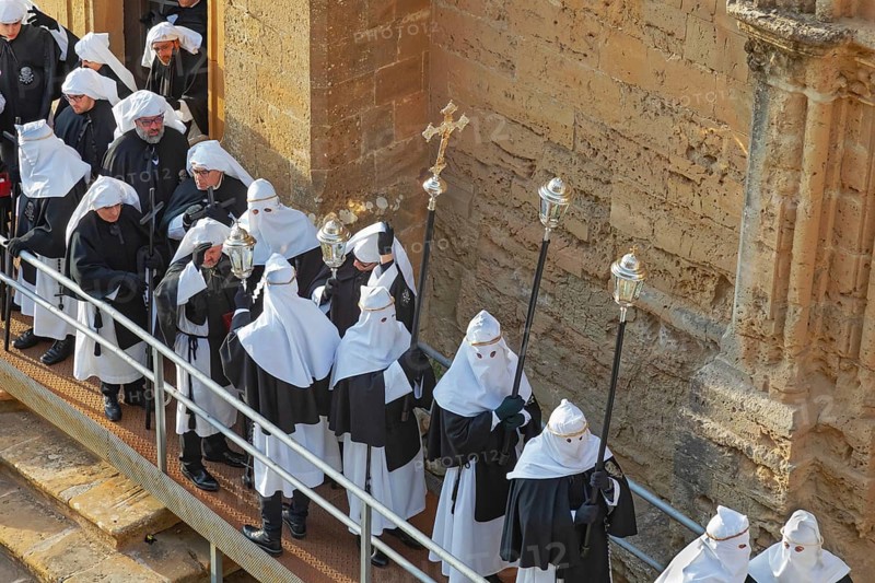 Good Friday procession leaving Enna Cathedral, Enna, Siclly, Italy, Europe