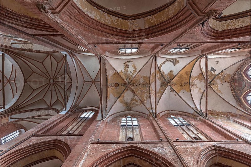 Vaulted ceiling of St George's Church, Brick Gothic, Wismar, Mecklenburg-Western Pomerania