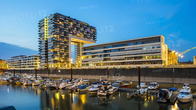 Marina, Kranhaus, Rheinauhafen, Cologne, North Rhine-Westphalia, Germany, Europe