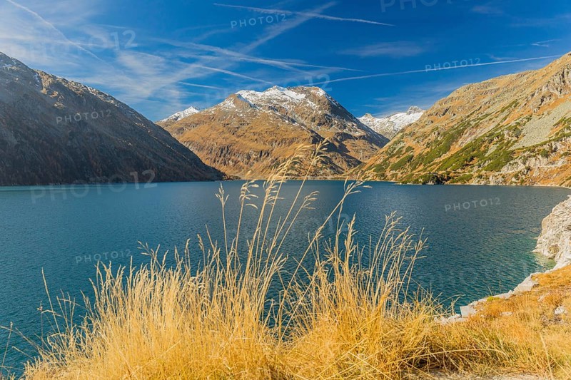 Kölnbrein reservoir on a bright sunny morning. Carithia, Austria, Europe