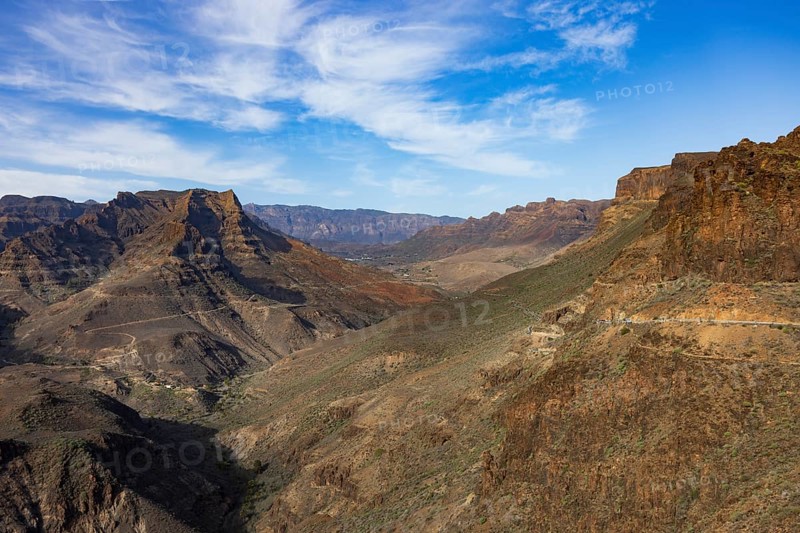 View of the Barranco de Fataga from the Degollade de las Yeguas viewpoint, Gran Canaria, Canary Islands, Spain, Europe