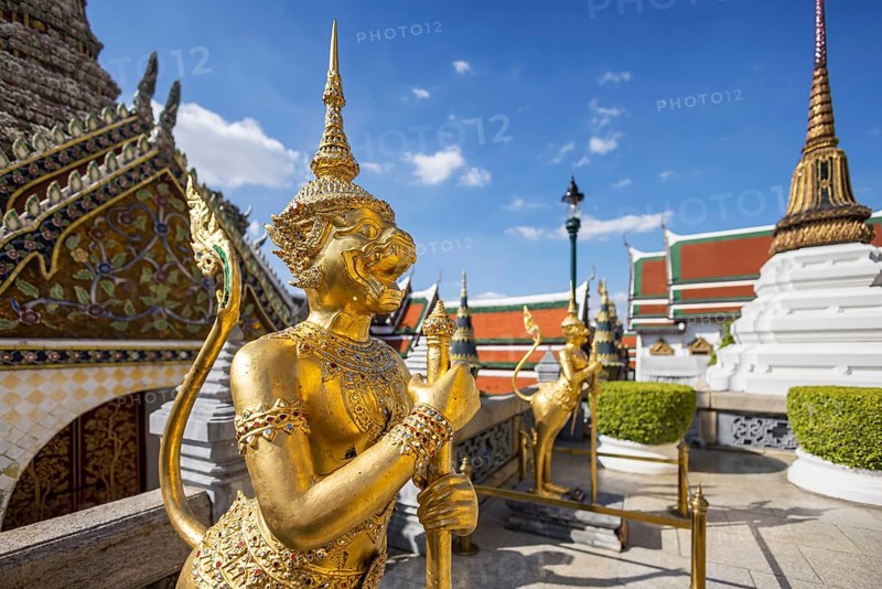 Wat Phra Kaeo, Temple of the Emerald Buddha. Singha Panorn. Bangkok, Thailand, Asia