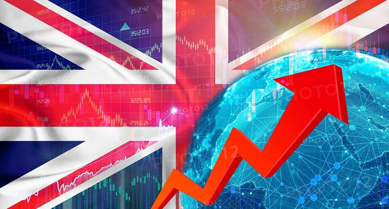 Financial growth with United Kingdom flag. Financial growth with United Kingdom flag on economic background