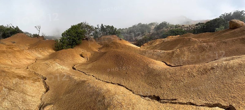 Yellow soil and rocks, erosion, near Arguamul, La Gomera, Canary Islands, Spain, Europe