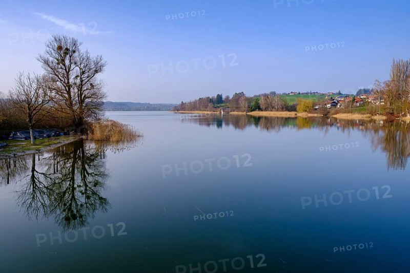 Waginger See, Tachinger See, at the jetty near Tettenhausen, Rupertiwinkel, Upper Bavaria, Bavaria, Germany, Europe