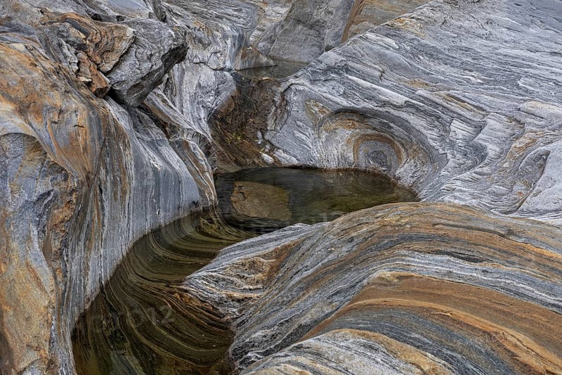 Rocks, rock structures, Verzasca River, near Lavertezzo, Verzasca Valley, Valle Verzasca, Canton Ticino, Switzerland, Europe