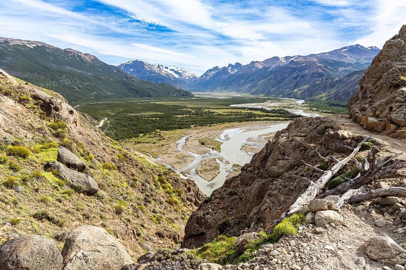 Rio de Las Vueltas, Laguna de los Tres Trail, Mount Fitz Roy, El Chaltén, Santa Cruz Province, Argentina, South America