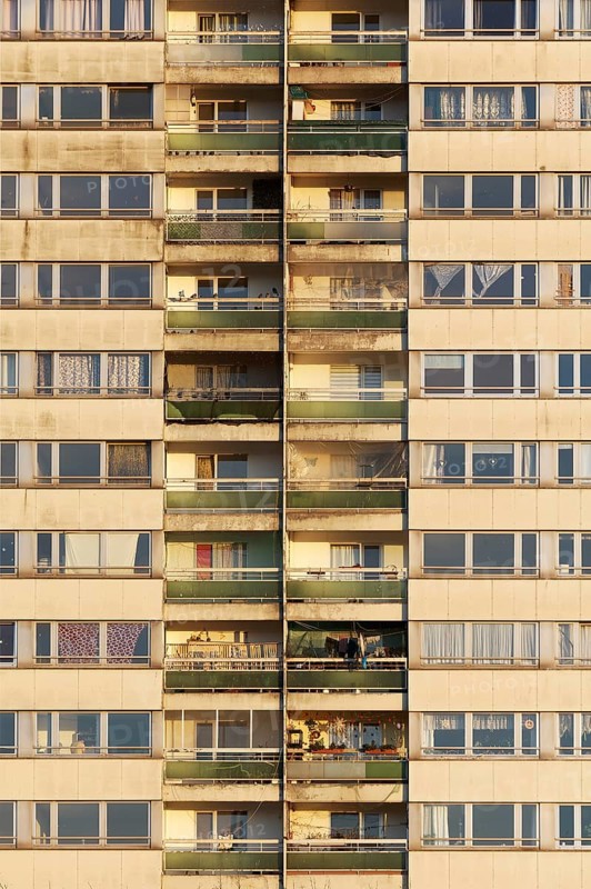 1970s tower block in the Hochheide residential park, Weisse Riesen, derelict property, Duisburg, North Rhine-Westphalia, Germany, Europe