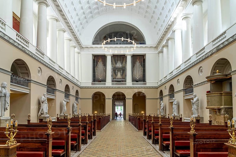 Interior and organ of the Church of Our Lady Vor Frue Kirke or Copenhagen Cathedral, Copenhagen, Denmark, Europe