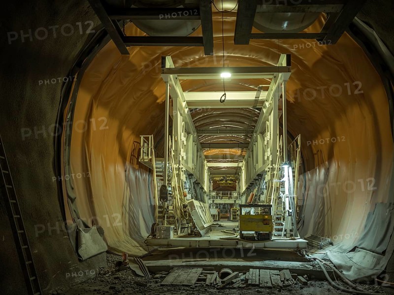 Rear section of the Wilma double-shield tunnel boring machine in the H53 construction lot, Brenner Base Tunnel, Wolf, Tyrol, Austria, Europe