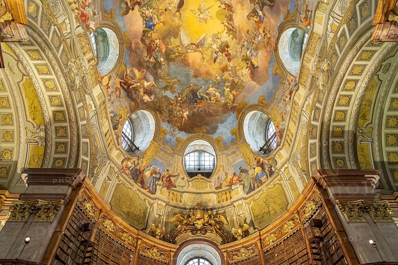 Ceiling frescoes in the State Hall of the Austrian National Library in Vienna, Austria, Europe