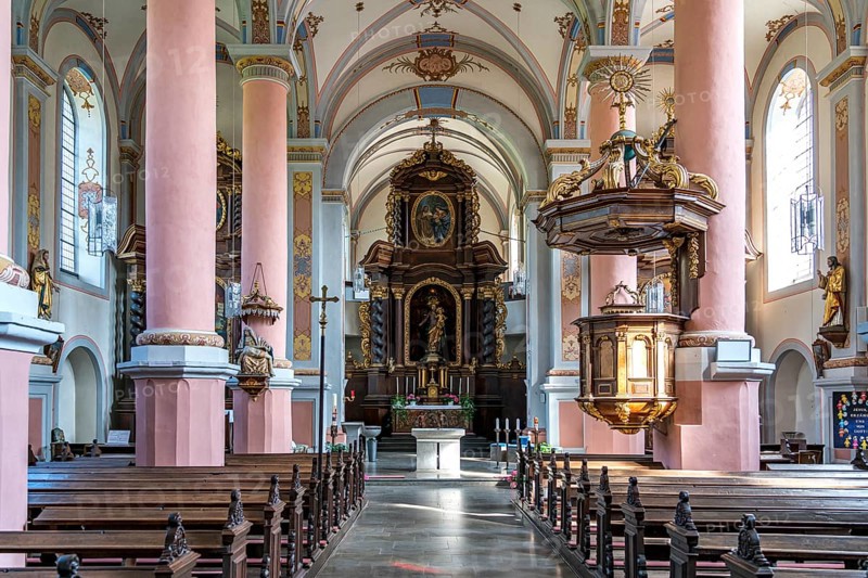 Interior of the baroque Carmelite Church of St Joseph Beilstein, Rhineland-Palatinate, Germany, Europe