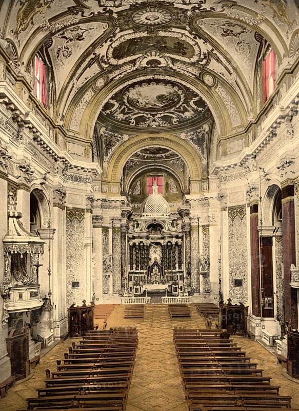 Interior of the Jesuits' Church, Venice, Italy, Historic, digitally restored reproduction from a 19th century original, Record date not stated, Interior of the Jesuits' Church, Venice, Italy, Historic, digitally restored reproduction from a 19th century original, Record date not stated, Europe