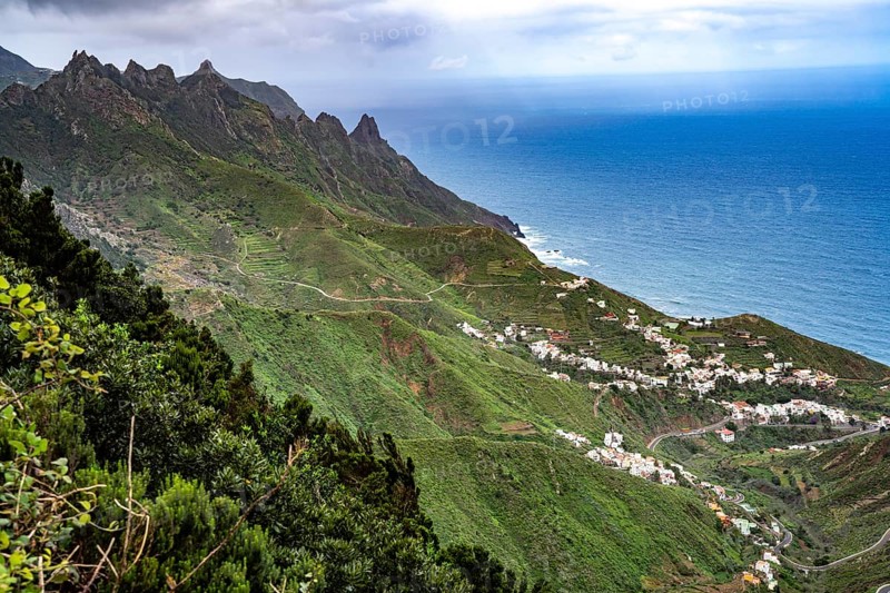 Taganana and the coast in the Anaga Mountains, Tenerife, Canary Islands, Spain, Europe