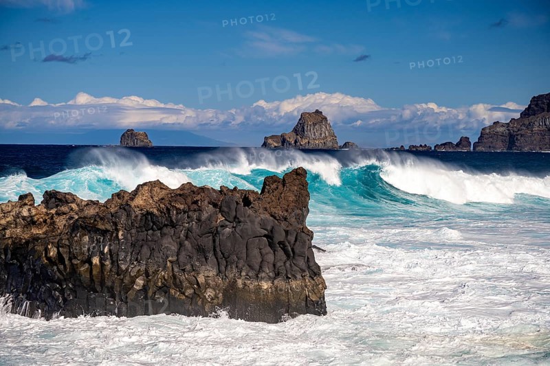 Surf at the coast near La Maceta, El Hierro, Canary Islands, Spain, Europe