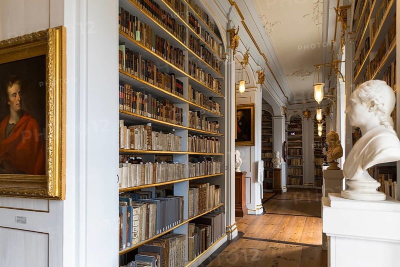 Central Rococo Hall of the Duchess Anna Amalia Library in Weimar, Thuringia, Germany, Europe