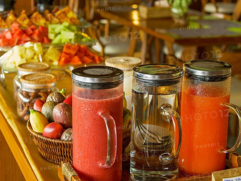 Breakfast buffet with fresh juices