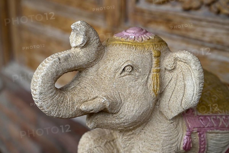 Elephant statue in Wat Yai Chai Mongkhon, Buddhist temple, Ayutthaya, Ayutthaya province, Thailand, Asia