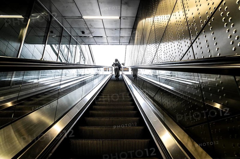 Modern underground station of the Wehrhahn line, Benrather Straße, 6 new stations, opened in 2016, of the 3.4 km long underground line in the city centre of Düsseldorf, North Rhine-Westphalia, Germany, Europe