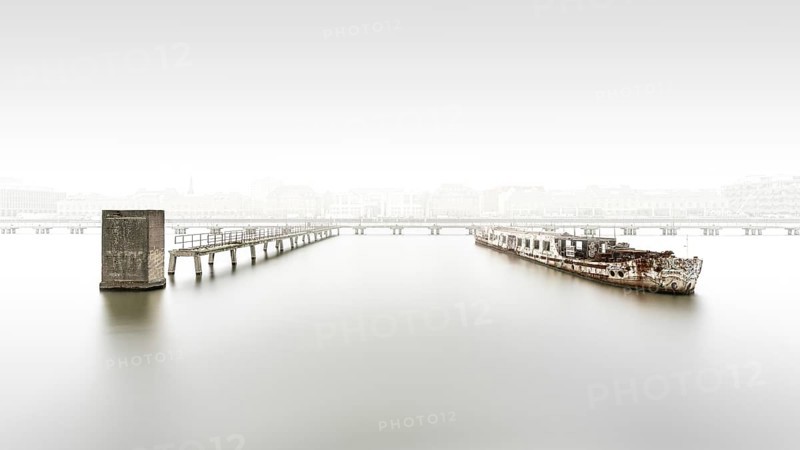 MS Dr Ingrid Wengler, shipwreck in the Osthafen harbour in Berlin, Germany, Europe, 2024, Europe
