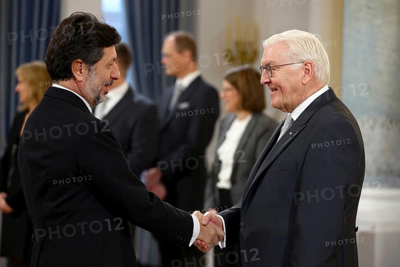 Scarlet badis Galassi San Marino is received by Frank-Walter Steinmeier (President of the Federal Republic of Germany) in front of the Federal President's New Year's Reception at Bellevue Palace, Berlin 14 January 2025
