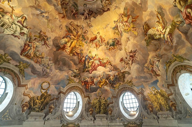 Fresco in the dome of the baroque Karlskirche church in Vienna, Austria, Europe