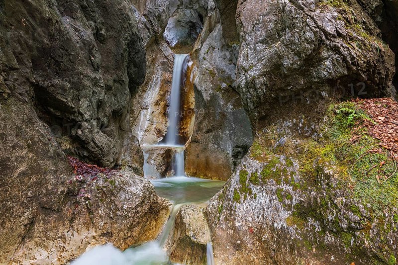 Heckenbach waterfall, The dripping eye of nature, Kochel am See, Bavaria, Germany, Europe