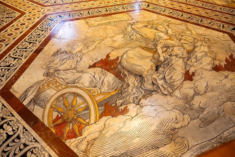 Interior of colorful marble decoration, Siena Cathedral or Cattedrale di Santa Maria Assunta, Siena, Tuscany, Italy, Europe