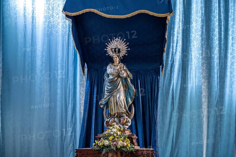 Statue of the Virgin Mary in the interior of the church of Santa María de la Concepción in Valverde, capital of the island of El Hierro, Canary Islands, Spain, Europe