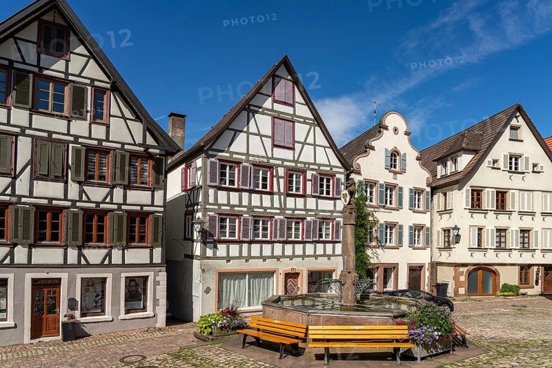 Half-timbered houses on the market square in Schiltach, Black Forest, Baden-Württemberg, Germany, Europe