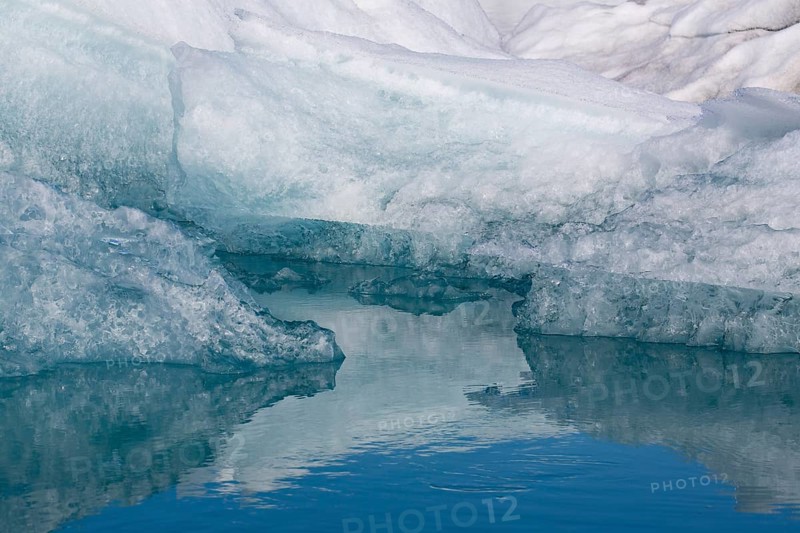 Icebergs on the Joekulsarlon glacial lake or lagoon