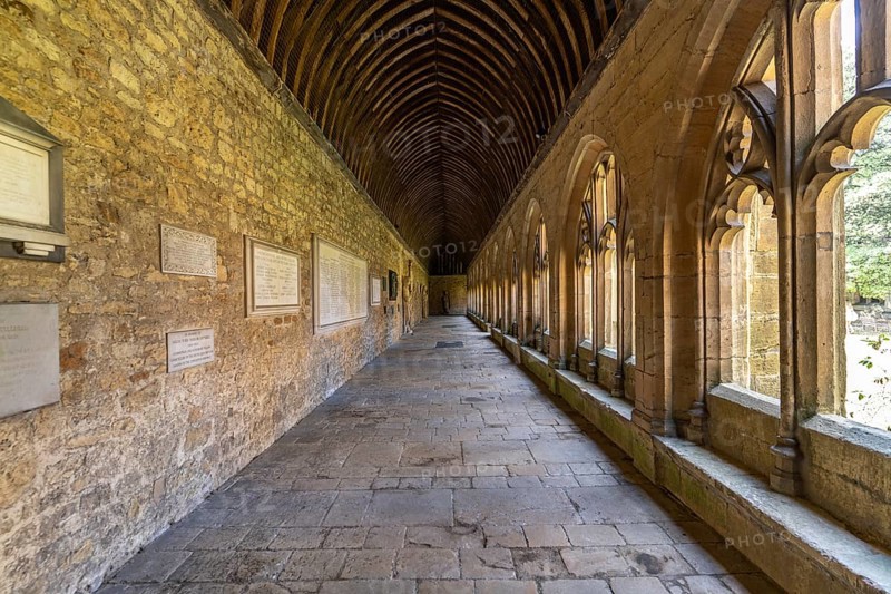 The cloisters of New College, University of Oxford, Oxfordshire, England, Great Britain
