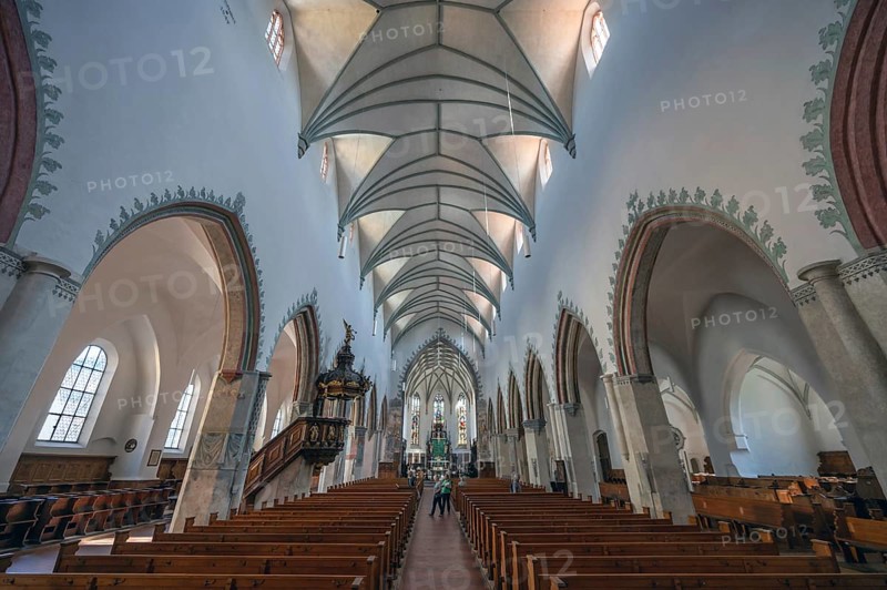 Interior of the late Gothic church of St Martin, Memmingen, Bavaria, Germany, Europe