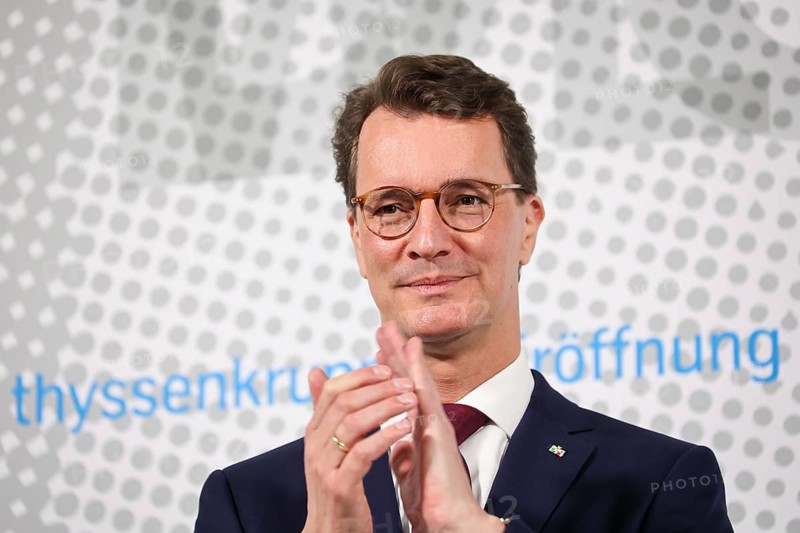 Dortmund, North Rhine-Westphalia, Germany, ThyssenKrupp Steel, Opening of FBA 10 hot-dip galvanising line 10, on the site of the Westfalenhütte, North Rhine-Westphalia Minister President Hendrik Wüst, Europe