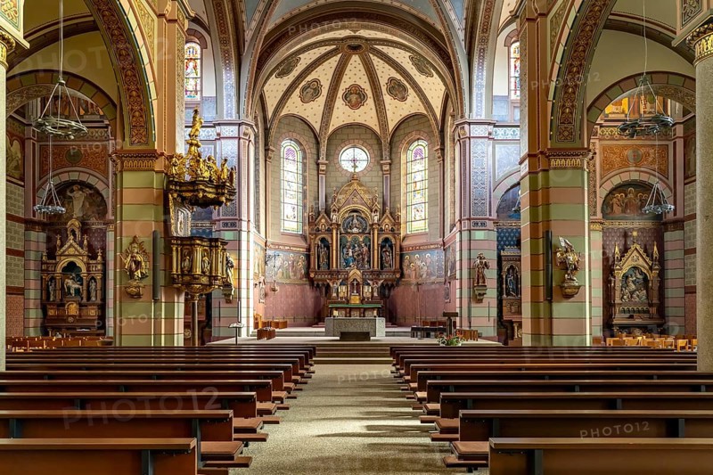Interior of the town church of Our Lady of Mount Carmel in Bräunlingen, Black Forest, Baden-Württemberg, Germany, Europe