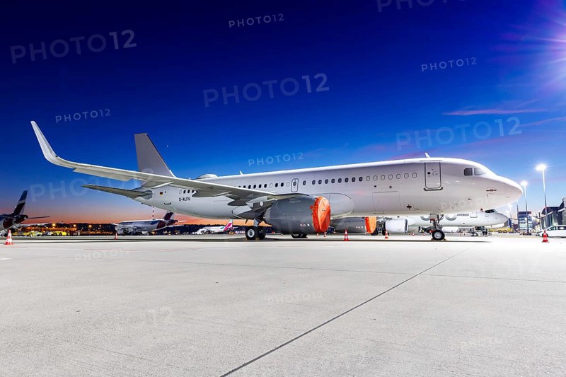 An Airbus A320neo ACJ aircraft of DC Aviation with the registration D-ALFU at the airport in Stuttgart, Germany, Europe