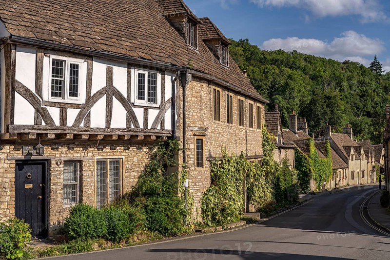 Half-timbered house in the village of Castle Combe, Cotswolds, Wiltshire, England, Great Britain