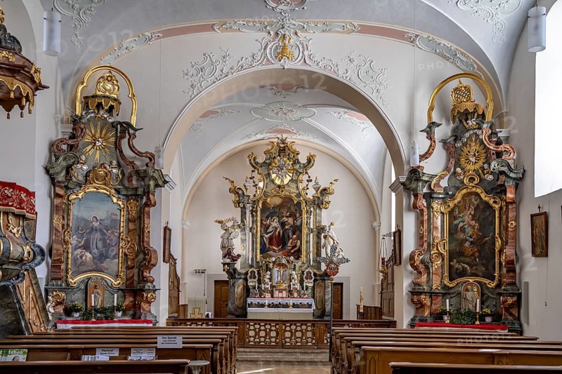 Interior of the church of St Kunigund in Pottenstein in Franconian Switzerland, Bavaria, Germany, Europe