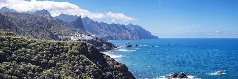 Atlantic coast near Taganana, Tagana valley, Barranco de la Iglesia, Anaga mountains, Las Montanas de Anaga, Tenerife, Canary Islands, Spain, Europe
