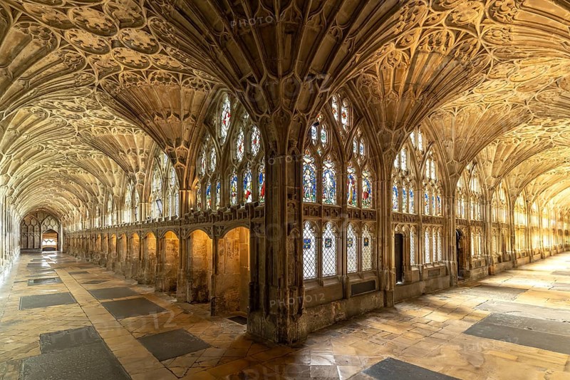 Cloister with fan vault of Gloucester Cathedral, England, Great Britain