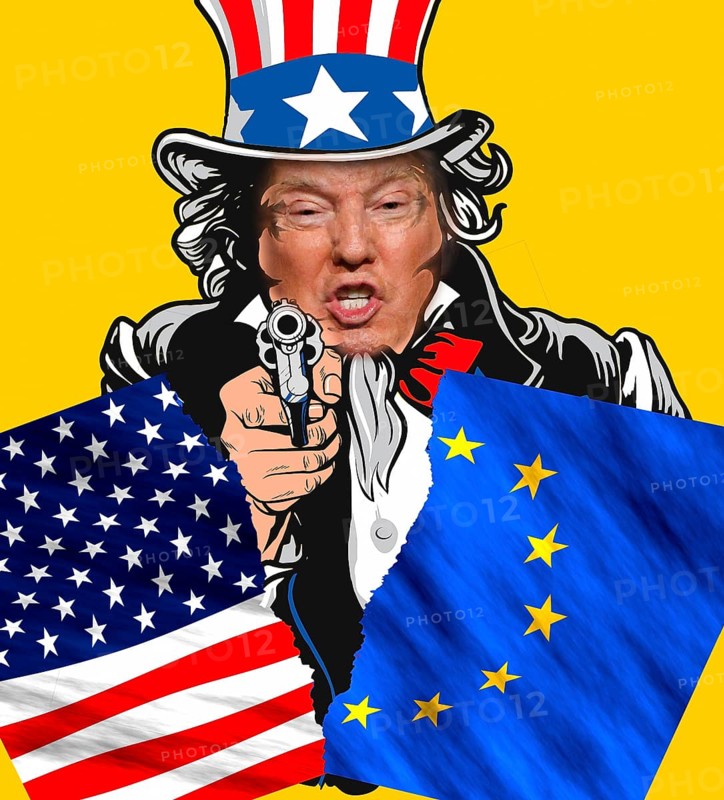 Symbolic image, US democracy in danger, EU and Germany under political pressure, industry, Donald Trump, tariff threats, Elon Musk, Mark Zuckerberg, social networks, fake news, rights broken, hate, hate speech, DSG Digital Services Act, re-election, USA, politics, announcements, vendetta, wanted dictator, Republicans, US electoral system, global danger, lies, 2nd term, global burden, Ukrainian war, storming White House, North America