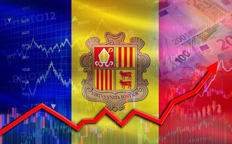 Andorra economic growth on financial graph. Andorra financial growth on market graph