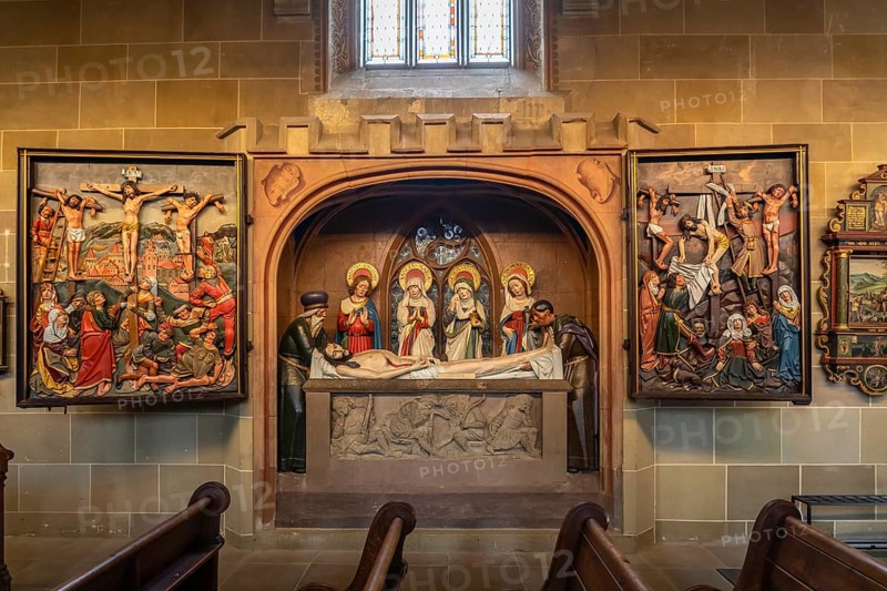 Altar Entombment of Christ in the Protestant parish church of St Michael, Schwäbisch Hall, Baden-Württemberg, Germany, Europe