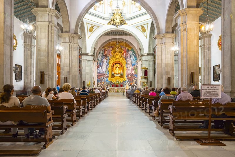 Statue of the Virgin Mary, Virgen de Canelaria, patron saint of the Canary Islands archipelago, Basilica de Nuestra Senora de la Candelaria, Candelaria, Tenerife, Canary Islands, Canary Islands, Spain, Europe