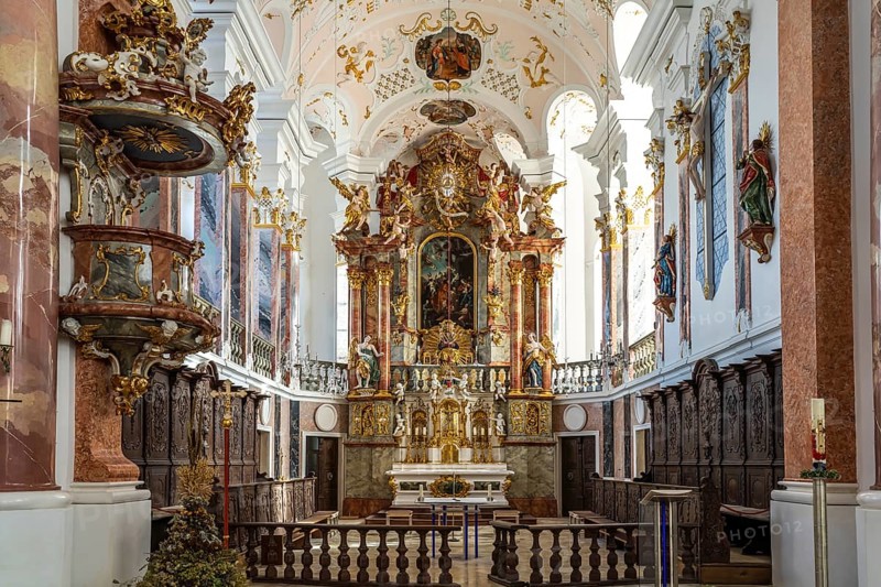 Interior of the Church of Our Lady in Günzburg, Bavaria, Germany, Europe