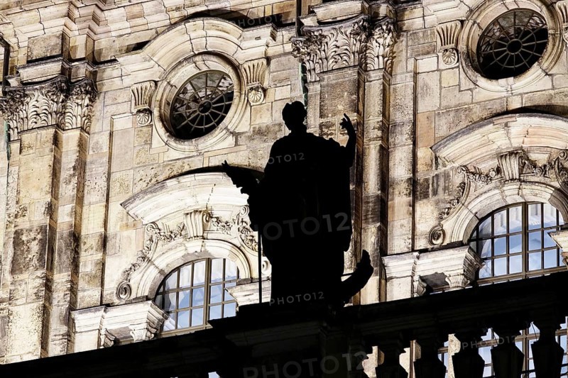 View of the Catholic Court Church at night, Dresden, Saxony, Germany, Europe